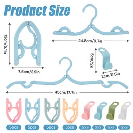 OT-NVWOZR 20 Stück Faltbare Kleiderbügel mit 12 Kleiderbügel Verbindungshaken, Tragbare Reisekleiderbügel Klappbar Reisebügel aus Kunststoff für Zuhause Hotel Reise Camping Outdoor