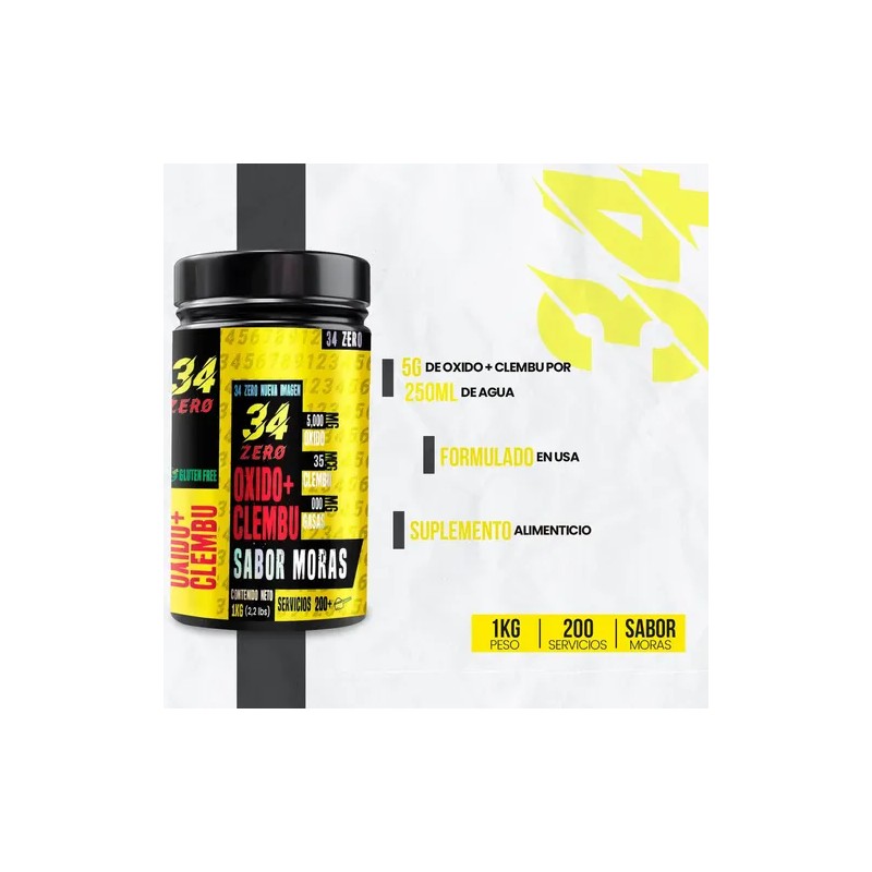 34 Zero Óxido Nítrico Clembuterol 1kg Pre Entreno