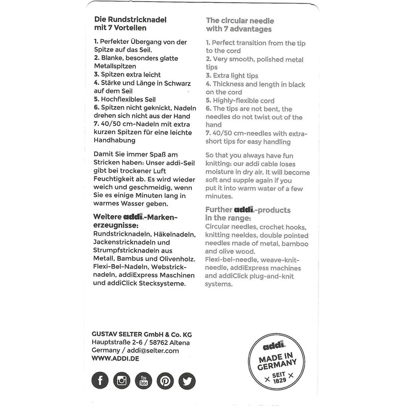 Addi 60 cm 2 mm Circular Knitting Needle