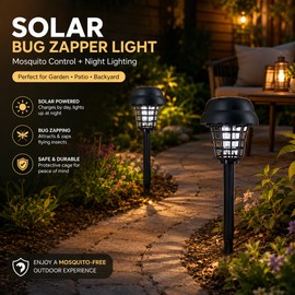 Solar Bug Zapper Lights for Outdoor Use – Waterproof Mosquito Lamp for Garden, Patio & Backyard