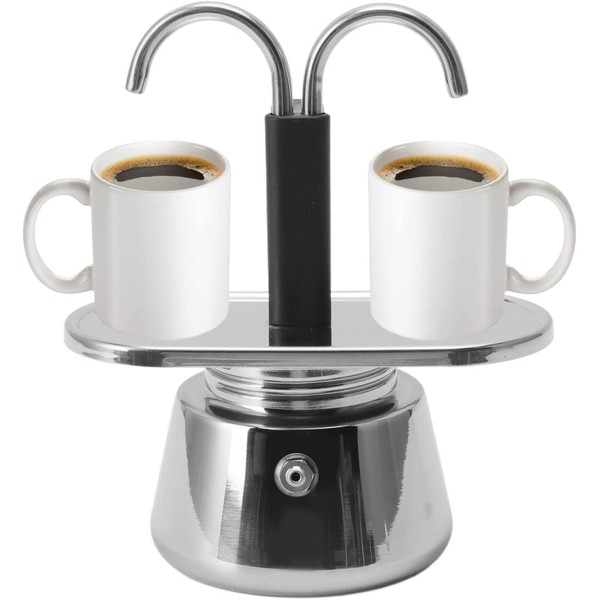 Stainless Steel Moka Pot, Stovetop Maker, Classic Italian Double Tube