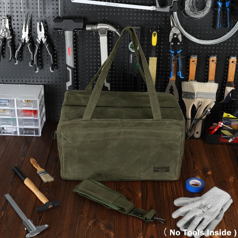 Tool Tote Bag, 16OZ Waxed Canvas Tool Bag with 7-Pocket