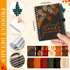 Resurhang 18 Sets Fall Thanksgiving Gifts Including 18 Notebook for Fall Party Favors and 18 Maple Shaped Novelty Pens Happy Friendsgiving Themed Gifts for Coworker Employees