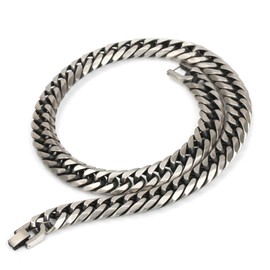 silver KYASYA Men’s 6-Sided Cut Flat Link Chain Necklace, Gold, Silver, Miami Cuban Link, Reliable Stainless Steel, Silver Color, Gold Color: 18K Gold Plated