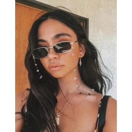 ERNAULO Glasses Chain for Women Eye Glasses Holders Around Neck Natural Crystal Eyeglasses Strap Sunglass Chains for Women EC-Mixed Color Stone