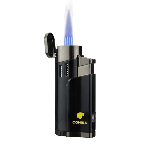 Cigar Butane Torches Lighter with Punch Butane Refillbale Metal Lighters Windproof