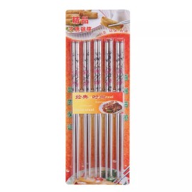 THY COLLECTIBLES 10 Pcs (5 Pairs) High Quality Butterfly Design Silver Stainless Steel Chopsti...