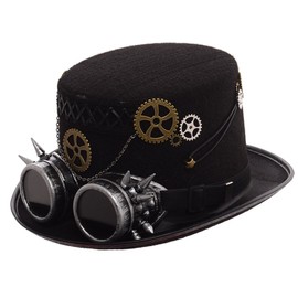 GRACEART Steampunk Top Hats with Goggles (Various styles), Head circumferences-61CM, Style-08
