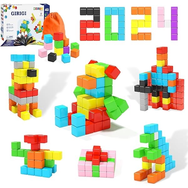 40pcs Magnetic Blocks for Toddler Toys, Large Magnetic Cubes Building