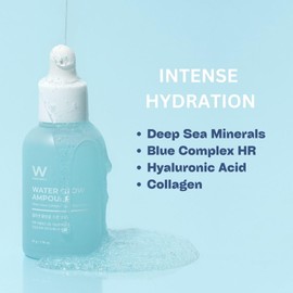 WONJIN EFFECT WATER GLOW AMPOULE 1.76 fl Oz, Moisturizing, Hydrating, Collagen, Oil Free, Hyaluronic Acid, Niacinamide, Panthenol Vitamin B5, Azulene, KBeauty
