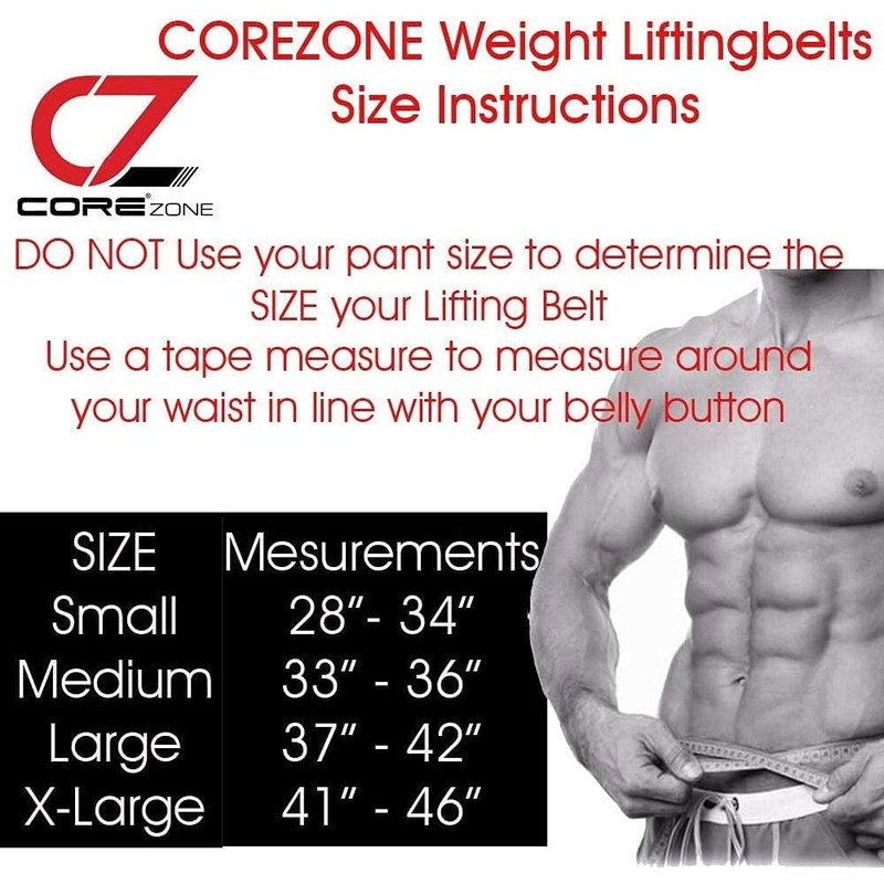 COREZONE Genuine Leather 4" Weight Lifting Belt for Men and