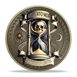 AtSKnSK Memento Mori Coin Momento Mori Coin Skull Coin Stoic Gifts Memento Mori Calendar Living Memento Mori Amor Fati Coin (Your Time is Limited, Piece, 1)