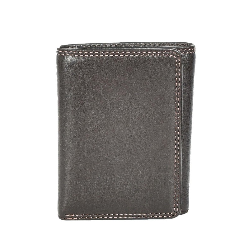 Mens Real Leather Tri-fold RFID Protected Slim Wallet Banknotes Credit