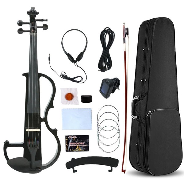 Vetimobato Electric Violin 4/4 Full Size Solid Wood Silent Violin