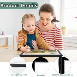 KEIWRLIGHT A4 Diamond Art Light Board - Rechargeable Portable Thin Light Box for Tracing 5 Levels Brightness A4 Light Pad for Diamond Painting Sketching Tatto Supplies Accessories Art Kid Adult W/Case