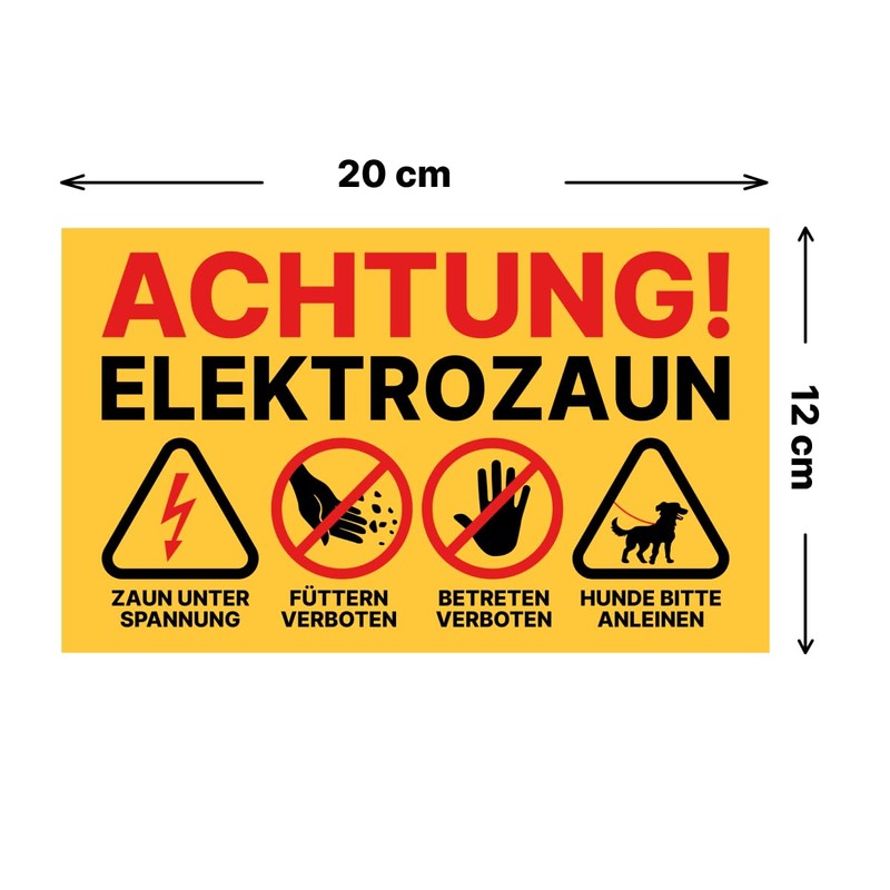 Weidezaun Schild Warnschild Elektro Zaun Füttern verboten & Betreten verboten