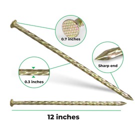 Galvanized Landscape Stakes, 12 Inch Metal Edging Anchoring Spikes for Artificial Turf, Paver Edging, Weed Barrier, Tent, Camping, Carpentry,（ 40 pake）