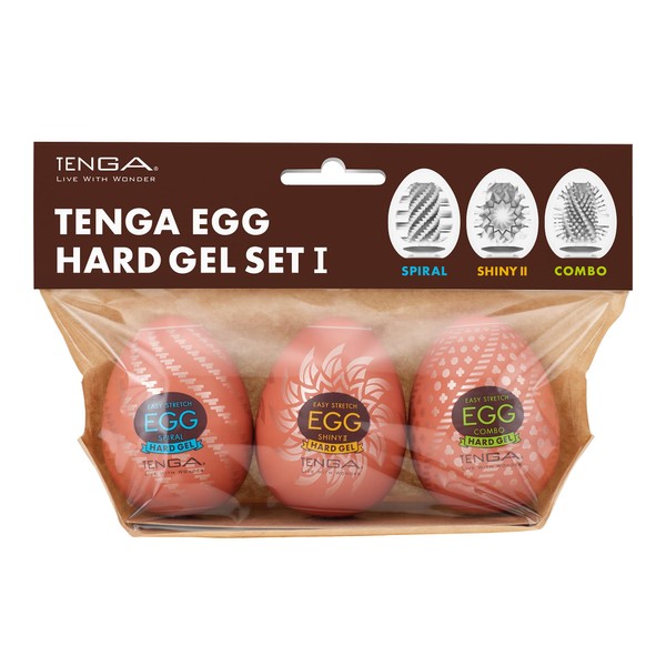TENGA EGG HARD GEL SET I Tenga Egg Hard Gel Set 1 Spiral / Shiny 2 / Combo, Set of 3, Clear