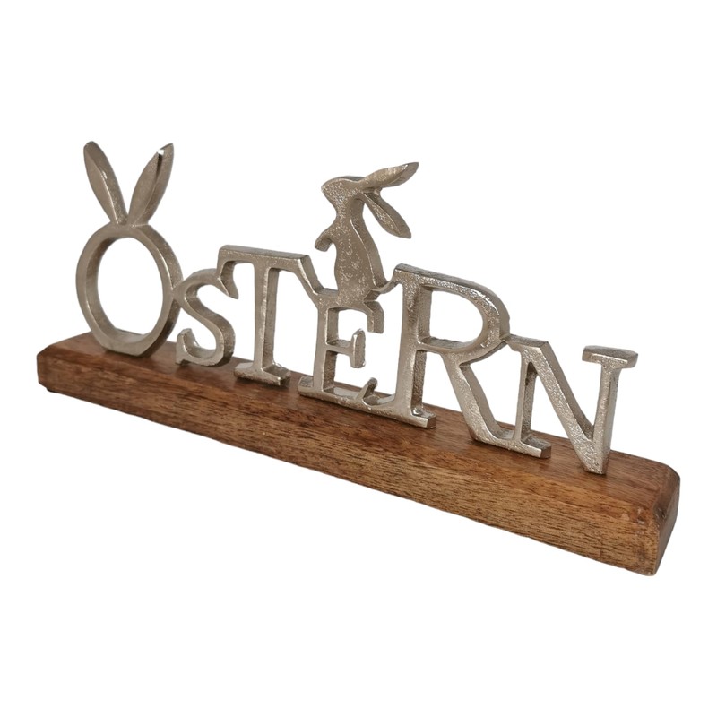 Lettering Easter Made of Aluminium and Wood with Easter Bunny