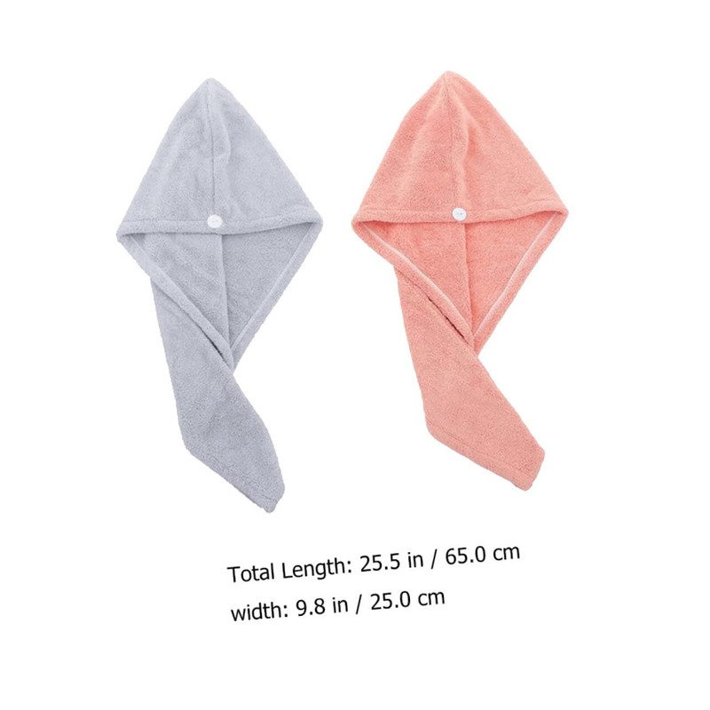 SHOWERORO Hair Turban Towel Wrap 2pcs Absorbent Coral Fleece Dry