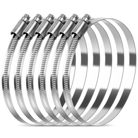 6 Inch Hose Clamp, 6 Pcs Stainless Steel Duct Clamps, Adjustable Worm Gear, Pipe Clamps Dryer Hose Air Ducting Metal Clamps, 141-165mm