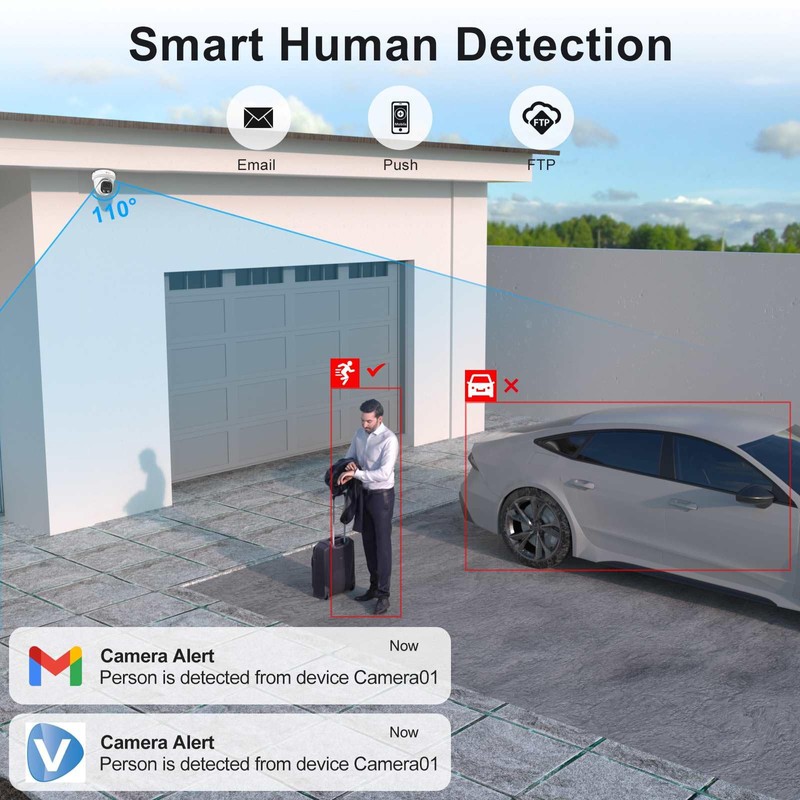 Anpviz 4MP External Poe Camera, 2.8mm Lens, Human Motion Detection