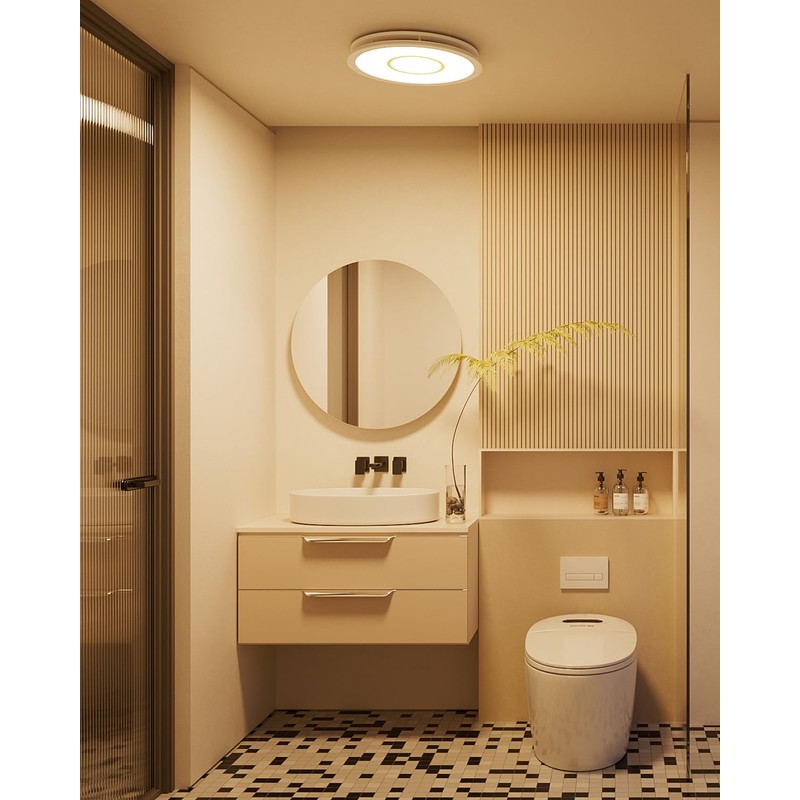 Fitop Bathroom Exhaust Fan with Light, 130 CFM 47W Ceiling