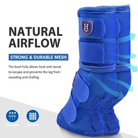 Harrison Howard Horse Fly Boots Perfect Contoured Fit Leg Guards Dense Mesh Boots with Ventilated Comfort Reliable Protection from Summer Elements Set of 4 Deep Blue L
