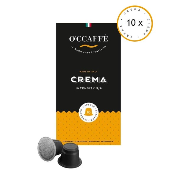O'CCAFFÈ – Café Crema | Nespresso compatible capsules | medium roast | 100 capsules authentic drum roasted italian coffee | mild and aromatic blend