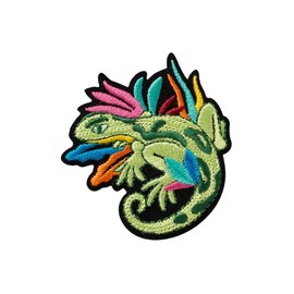 Mono Quick 121xx Bright Colourful Jungle Animal Applique, Iron-On Patch, Toucan Monkey Toad Crocodile or Lizard Patch (12169 - Lizard)