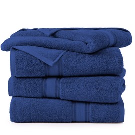 Lane Line Large Bath Towels Set (30" x 60") - Zero Twist 100% Cotton Bathroom Towels, Super Aborbent Luxury Bath Towels, Ultra Soft, Quick Dry Shower Towels, 4 Piece Extra Large Bath Towel Set - Navy