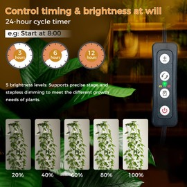 boostool Grow Lights for Indoor Plants, 44W 192 Led Full Spectrum Plant Light, 5.4FT Adjustable Length Standing Grow Light with Timer/Six Leg Base for Greenhouse/Garden