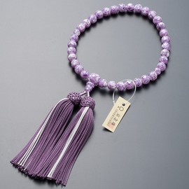 Buddhist Altanya Takita Shoten Kyoto Prayer Beads for Women, Lavender Shell, 0.3 inch (8 mm) Ball, Pure Silk Head, Rosary Bag Included, For Women