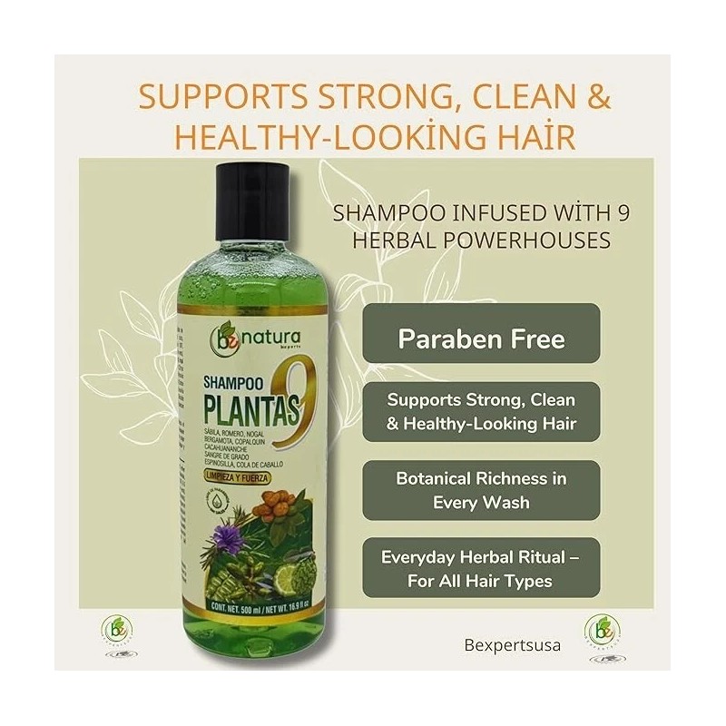 B-Experts 9-Plant Herbal Shampoo 16.9 fl oz–W/Cacahuana