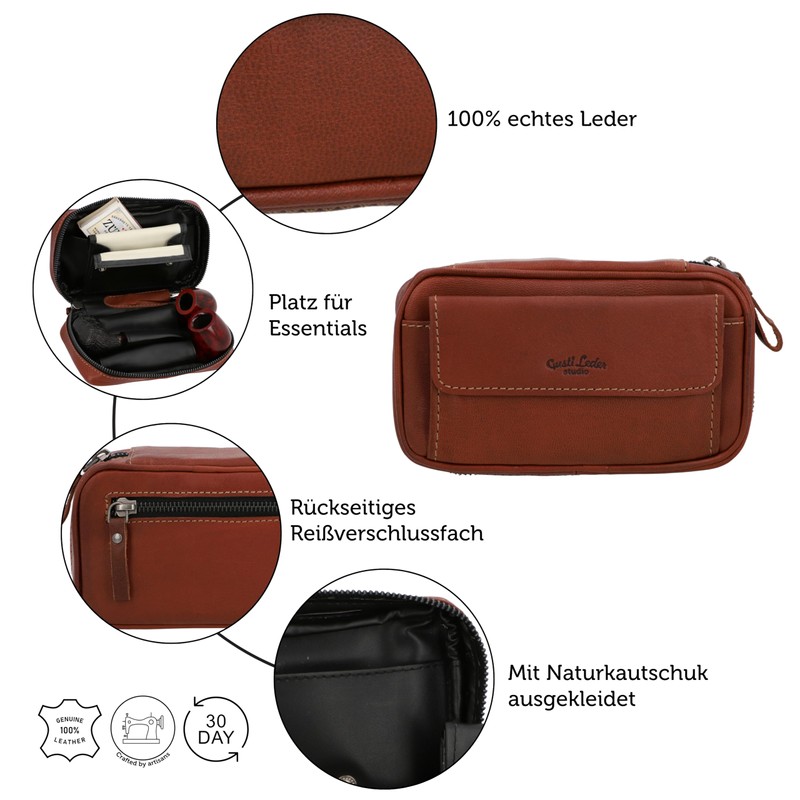 Gusti Leder studio Genuine Leather Pipe Cigar Pouch Holder Suitable