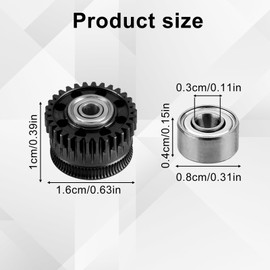 2pcs K2 Plus Extruder Gear for Creality, Hardened Steel & Nano-Coating All Metal Extruder Gear Parts Accessories Kit Compatible with Creality K2 Plus 3D Printer (Black)
