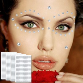 Kryzulax 1792Pcs Gem Stickers,4 Sheets Rhinestone Stickers,Sheets Acrylic Crystal Gems Stickers,for DIY Craft Jewel Clothes Makeup Festival Carnival Decro(3/4/5/6mm)-White