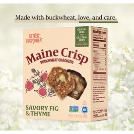 Maine Crisp Savory Fig & Thyme Crisps, 4 Pack, Vegan Gluten Free Crackers - Snack Crackers, Grain Free, Dairy Free, Non-GMO - Sweet & Savory Flavor, For Cheese Boards, Salad Toppings & Jams