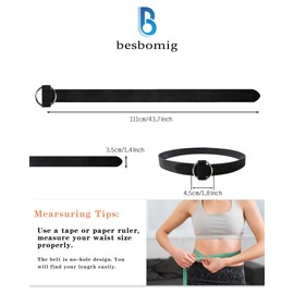 besbomig Pack of 2 Women's Leather Belts, Adjustable Women's Belt, Fashion Silver Buckle, Women's Waist Belt for Dress, Jeans, Shorts, black / pink