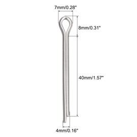 sourcing map Split Cotter Pin, 4mm x 40mm Stainless Steel Clip Fastener Fitting for Automotive, Mechanics, Silver Tone, 30Pcs