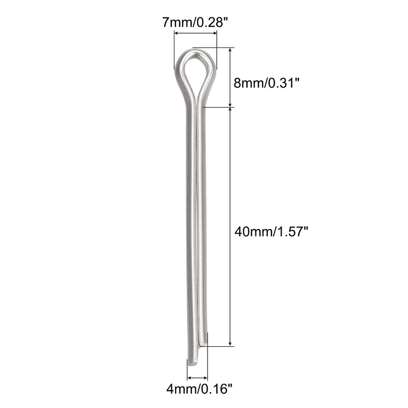 sourcing map Split Cotter Pin, 4mm x 40mm Stainless Steel