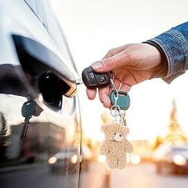 Clockjuan Brown Bear Plush Keychain, Stuffed Toys, Bag Charms, Kawaii Plush Keychain, Car Keychain, Pink Heart Teddy Bears, Car Keychain, Brown, S, brown, S