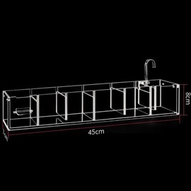 DOONARCES 6 Grids Acrylic Fish Tank Filter Box External Aquarium Water Filter Case Transparent Acrylic Hang On Filter Box Aquarium Accessory for Restaurant Home Hotel, Without Pump (6 Grids)