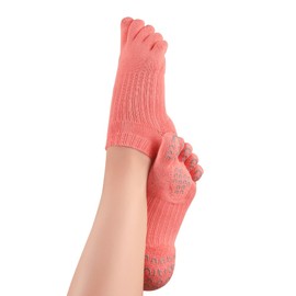Knitido+ Yama Yoga and Pilates Toe Socks, Non-Slip, Size:UK 5.5-8 (EU 39-42), Colour:Magenta (37)