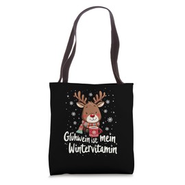 Mulled Wine Is My Winter Vitamin Reindeer Mulled Wine Winter Tote Bag