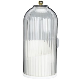 Miriam Song Clear Dustproof 360 Degree Rotating Makeup Brush Holder Organizer, Ideal for Vanity, Desktop, Bathroom Countertop, Includes Toothbrush Holders (White Base with Clear Black Lid)