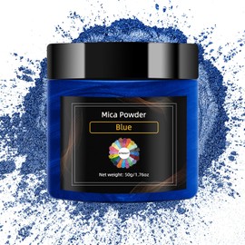 NTWJNJY Blue Mica Powder for Epoxy Resin，Natural Shimmer Mica Powder Used for Coloring car Spray Paint, Candles, soap, Eye Shadow, Lip Gloss, Nail Polish(50g/1.7oz)