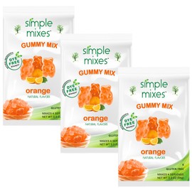 Simple Mixes Natural Gummy Mix, Healthy Snack, Dye-Free, No Gluten or Fat, Kosher, (3 Pack, Orange)