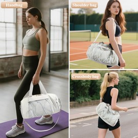 Small Gym Bag for Women, Travel Duffle Bag Carry On Weekender Bag with Shoe Compartment Overnight Gym Tote Personal Item Bag for Men