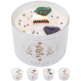 Aquarius, Gemini, Libra Gifts for Women - 12oz Wood Wick Candles That Crackle with Crystals and Healing Stones. Healing Crystal Candles for Women Home Scented. Soy Wax, for Zodiac Birthdate